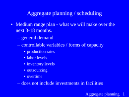 Aggregate planning / scheduling