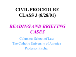 CIVIL PROCEDURE CLASS 3 (8/28/00) STAGES AND