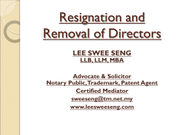 Resignation and Removal of Directors