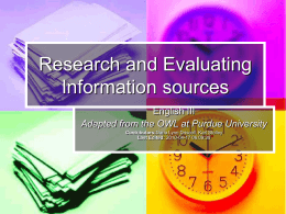 Research and Evaluating Information sources
