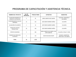 Programa de capacitación y asistencia técnica.