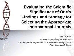 Evaluating the Scientific Significance of One’s
