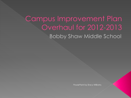 Campus Improvement Plan Overhaul for 2012-2013