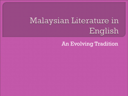 Malaysian Literature in English