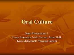 Oral Culture - University of Washington