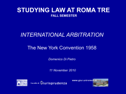 STUDYING LAW AT ROME TRE INTERNATIONAL ARBITRATION