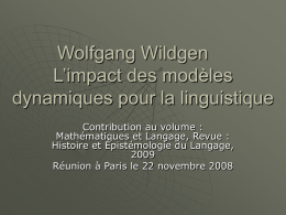 Wolfgang Wildgen L’impact des modèles dynamiques