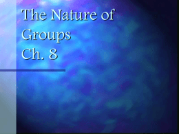 The Nature of Groups Ch. 8