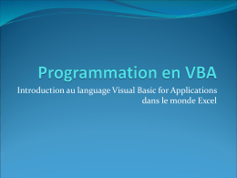 Programmation en VBA - Université Evry Val