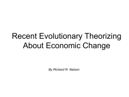 Recent Evolutionary Theorizing About Economic
