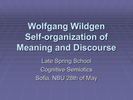 Wolfgang Wildgen The Evolution of Meaning and