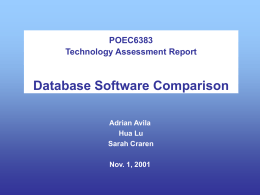 Technology Assessment Report Database Software