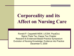 Corporeality and its affect on nursing care