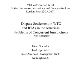 WTO and RTA Dispute Settlement: Is it Possible to