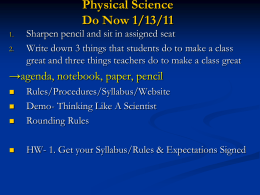 Physical Science Do Now - Glynn County School