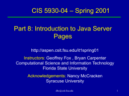 CIS6930: CGI and Servlets