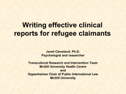 Clinical assessment of traumatized refugee