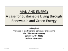 MAN AND ENERGY A case for Sustainable Living