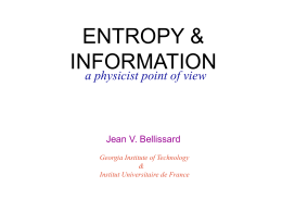 ENTROPY & INFORMATION - Georgia Institute of