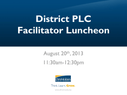 District PLC Facilitator Luncheon