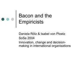 Bacon and the Empiricists - Uni