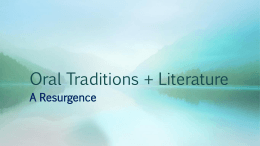 Oral Traditions + Literature