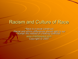 Racism and Culture of Race