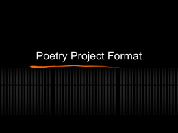 Poetry Project Format