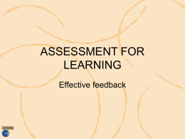 Assessment for learning: effective feedback -