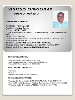 SINTESIS CURRICULAR Pedro J. Muñoz D. DATOS