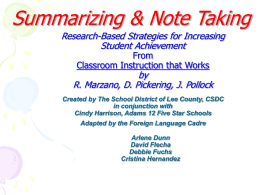 Summarizing and Note Taking Foreign Language