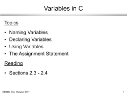 Variables in C - Computer Science and Electrical