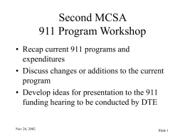 911 Program Workshop