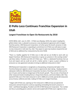 El Pollo Loco Continues Franchise Expansion in Utah Largest