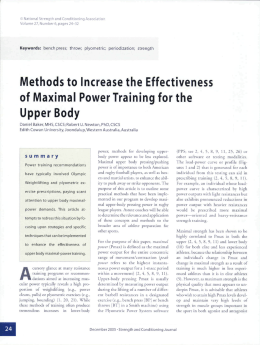 Methods to Increase the Effectiveness of Maximal Power Training for