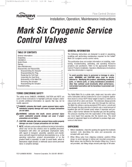 Mark Six Cryogenic Service Control Valves