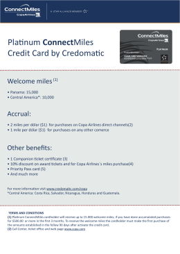 Platinum ConnectMiles Credit Card by Credomatic