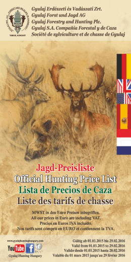 Jagd-Preisliste Official Hunting Price List Lista de