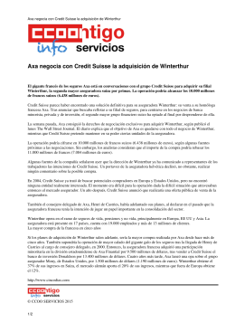 Axa negocia con Credit Suisse la adquisición de Winterthur