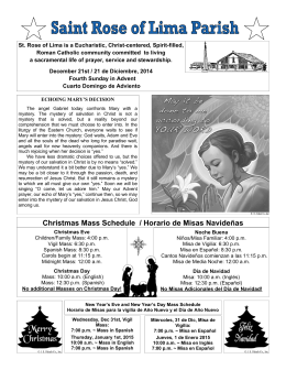 Christmas Mass Schedule / Horario de Misas Navideñas