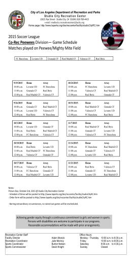 2015 Soccer League Co-Rec Peewees Division— Game Schedule