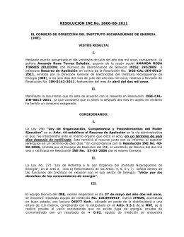 Res. INE No. 2606-08-2011 - Instituto Nicaragüense de Energía