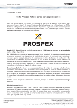 Seiko Prospex. Relojes serios para deportes serios (PDF : 1.4MB)