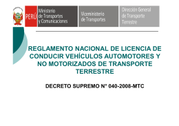 Reglamento Nacional de Licencias de Conducir - DRTC