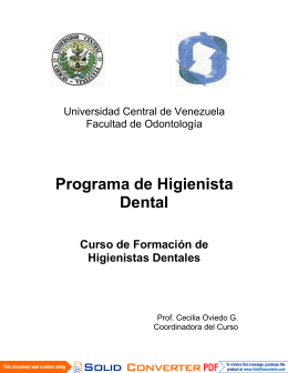 Programa de Higienista Dental - Universidad Central de Venezuela