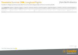 Timetable Summer 2016, Longhaul Flights
