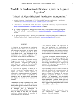 “Modelo de Producción de Biodiesel a partir de Algas en Argentina