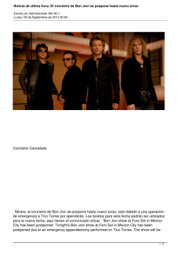 El concierto de Bon Jovi se pospone hasta nuevo aviso
