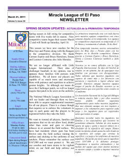 Miracle League of El Paso NEWSLETTER