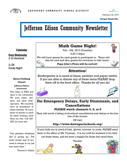 Jefferson Edison Community Newsletter